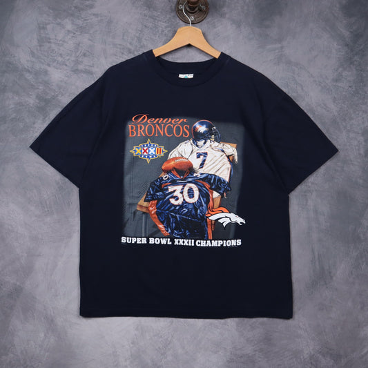 1998 Navy Blue Denver Broncos Super Bowl XXXII Champions Shirt 6598