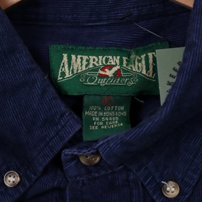 90s Navy American Eagle Outfitters Corduroy Button Up Long Sleeve Shirt 5604