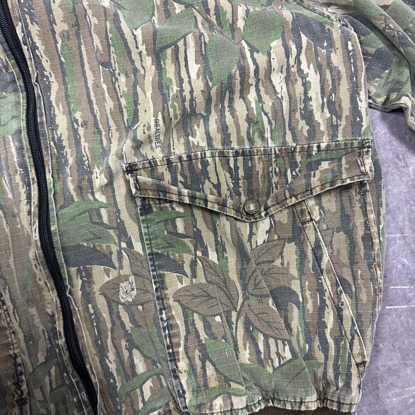 90s Real Tree Camo Lightweight Bomber Jacket Boxy XL D35