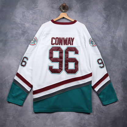 90s White Mighty Ducks of Anaheim Conway #96 Hockey Jersey 4873