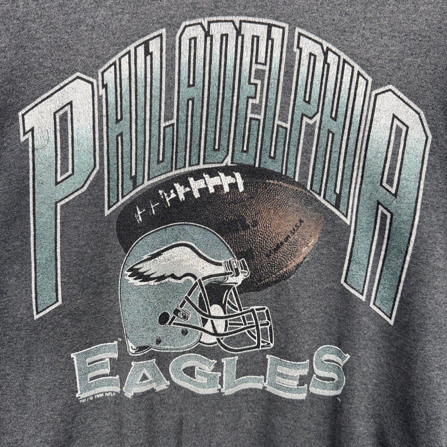 1996 Faded Black Philadelphia Eagles Crewneck Sweatshirt 4103