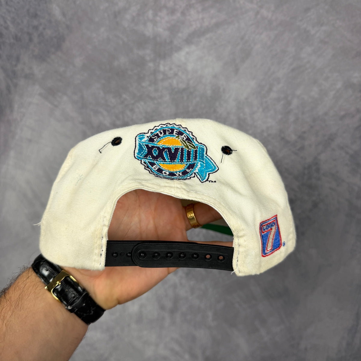 90s Cream Dallas Cowboys Super Bowl Back to Back Champions Snapback Hat 6849