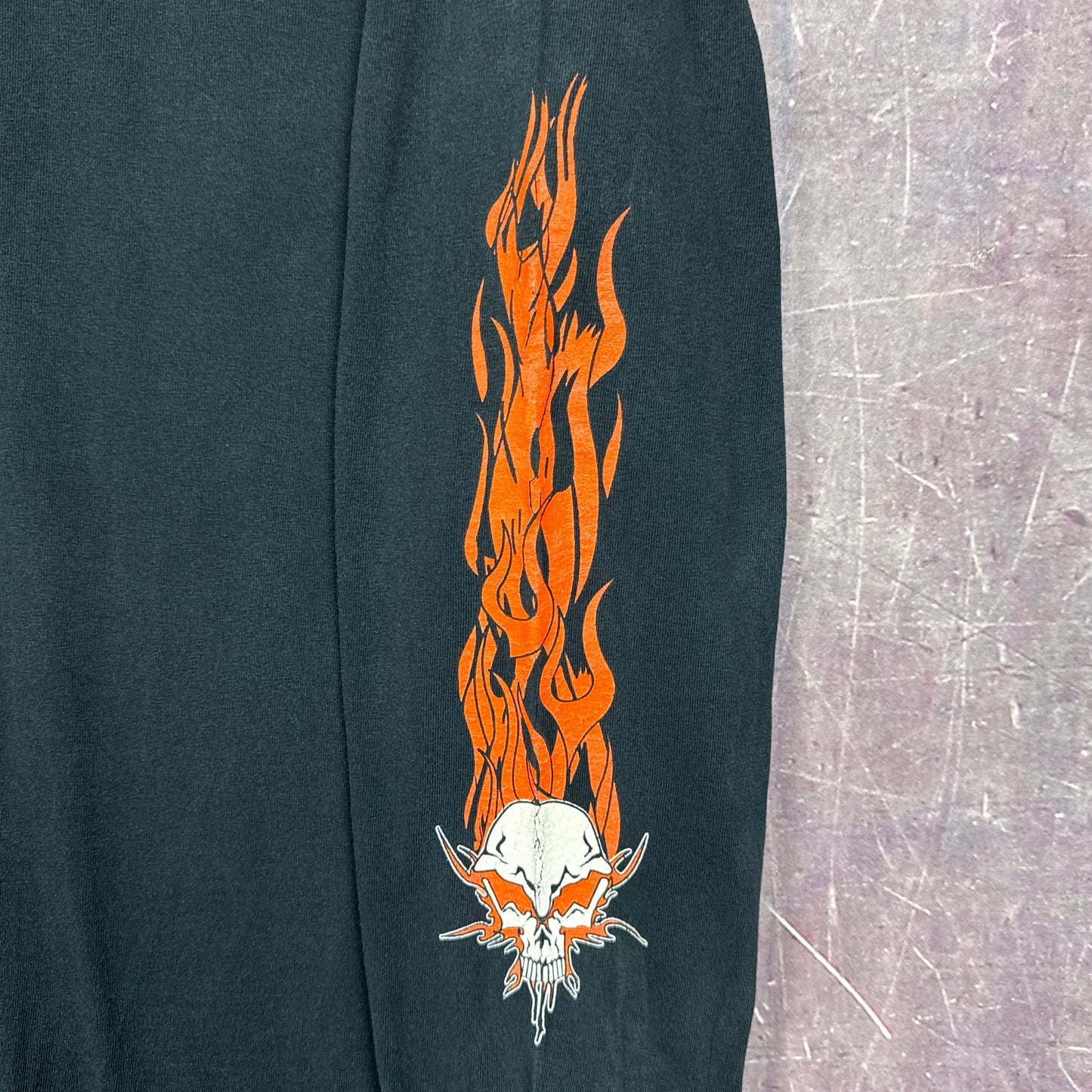 00s Black Ben's Motorcycle Flame Sleeve Shirt 3107
