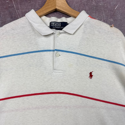 90s White Striped Polo Ralph Lauren Shirt 3619