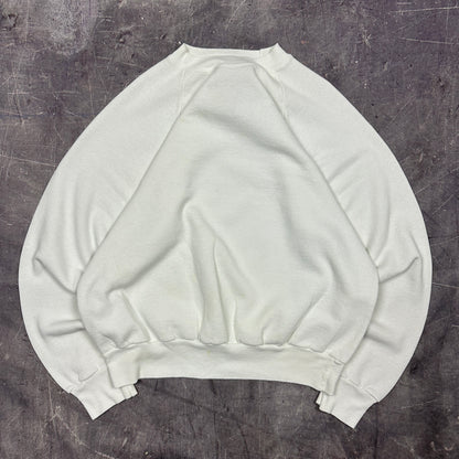 90s White Oneita Blank Essential Crewneck Sweasthirt Boxy L AI23