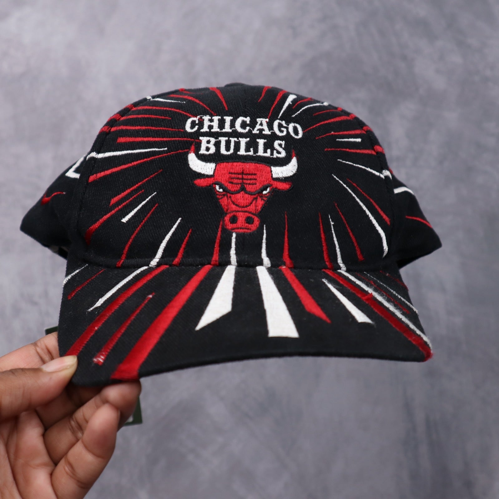90s Black Chicago Bulls Shockwave Snapback Hat 5514