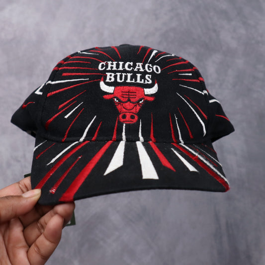 90s Black Chicago Bulls Shockwave Snapback Hat 5514
