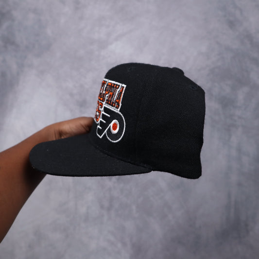 90s Black Philadelphia Flyers Starter Snapback Hat 5617