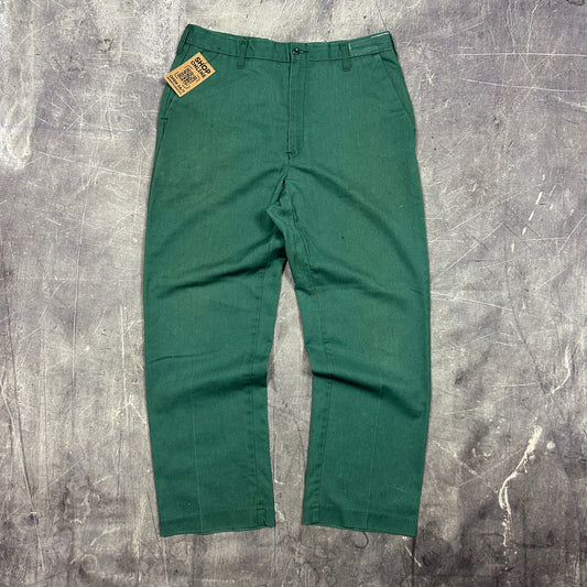 80s Green Cintas Cotton Poly Dickies Style Work Pants 33x28 AI44