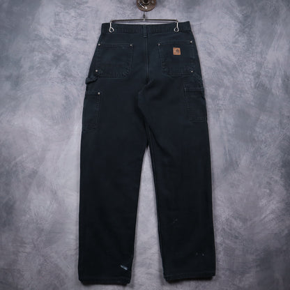 00s Faded Black Carhartt Double Knee Carpenter Work Pants 5089