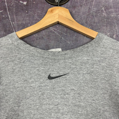 Early 00s Light Gray Nike Spellout Logo Center Swoosh Essential Shirt XXL 1135