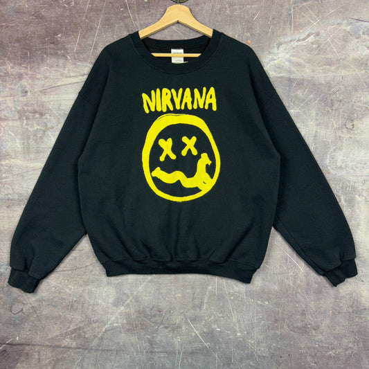 00s Black Nirvana Band Graphic Crewneck Sweatshirt L 1229