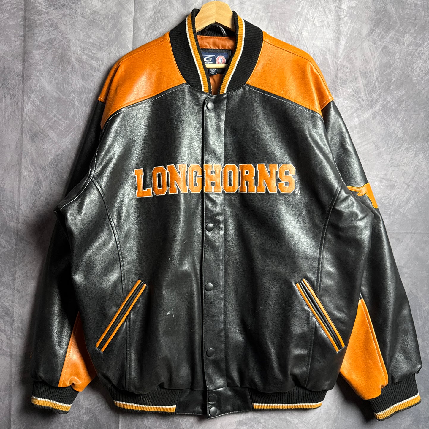 00s Black Texas Longhorns Leather Jacket 4456