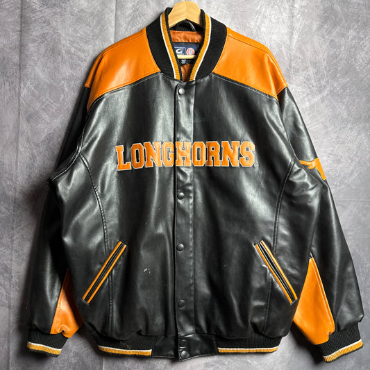 00s Black Texas Longhorns Leather Jacket 4456