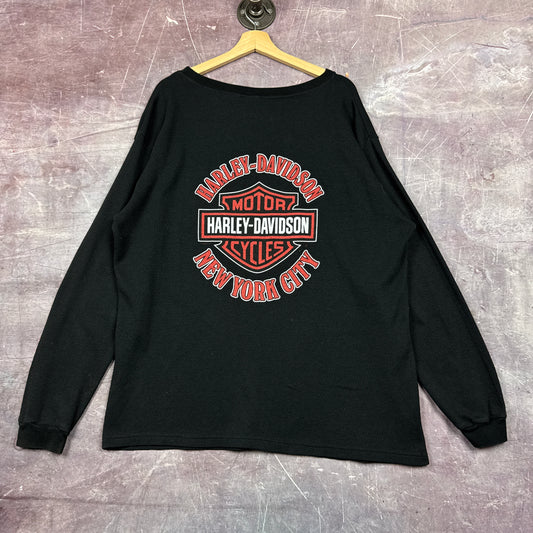 00s Black Harley Davidson Long Sleeve Thermal Shirt 3168