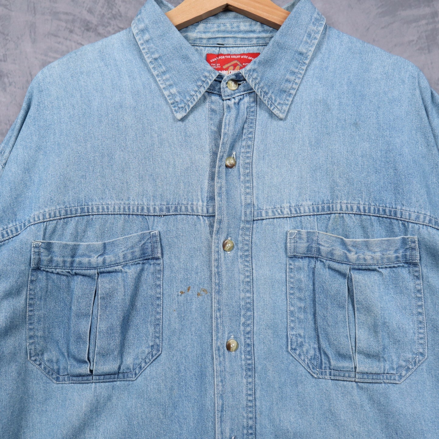 90s Light Blue Marlboro Country Store Denim Button Up Shirt 4818