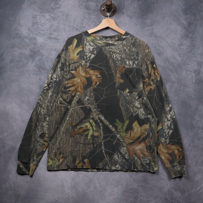 90s Mossy Oak Field Staff Realtree Camo Pocket Long Sleeve Shirt 5414