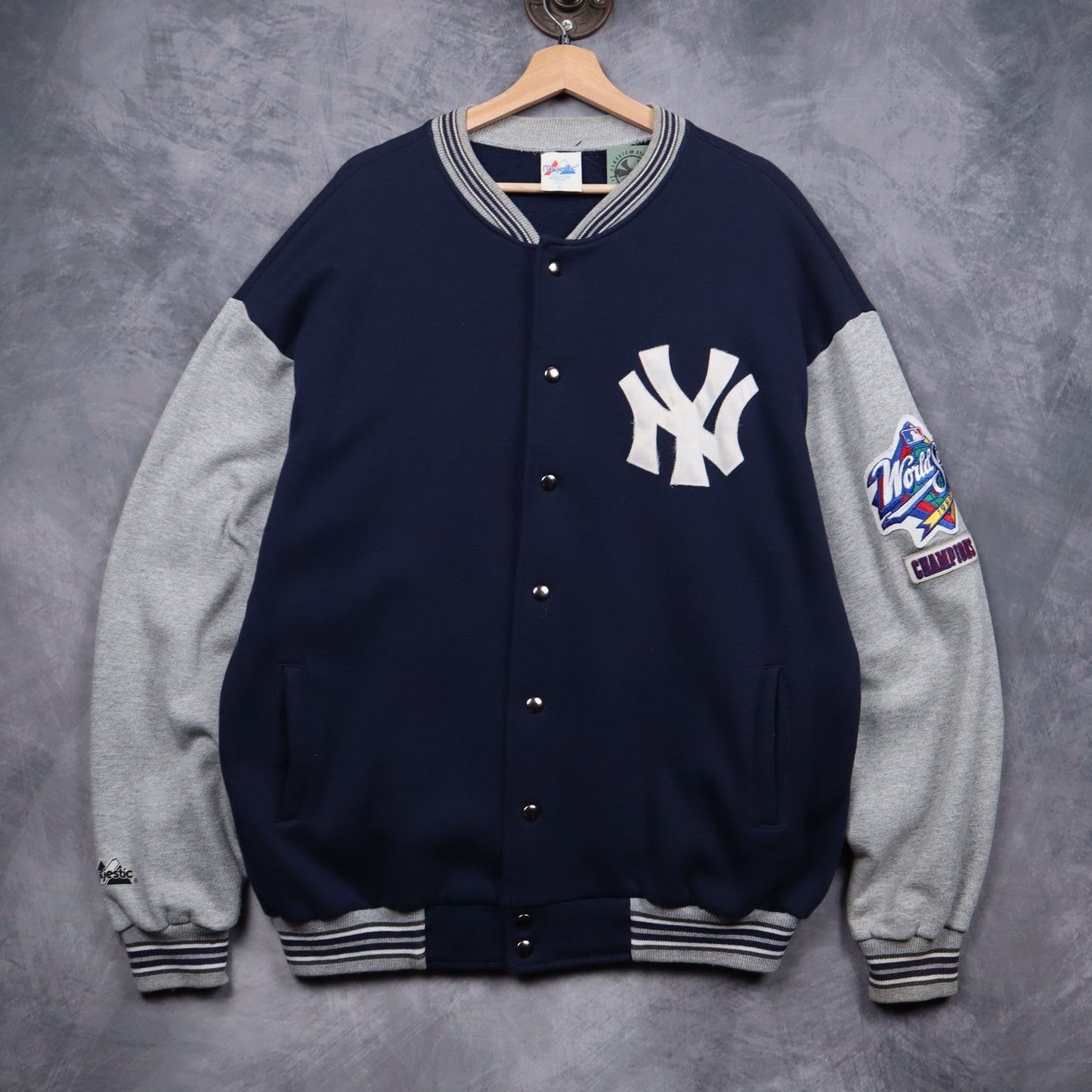 1999 Navy Blue New York Yankees World Series Champions Majestic Varsity Jacket 5078