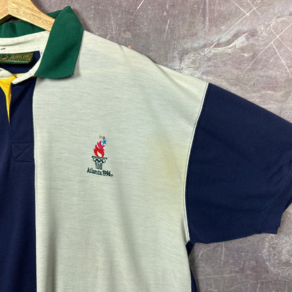 1996 Multicolor Striped Atlanta Olympics Polo Shirt 3492