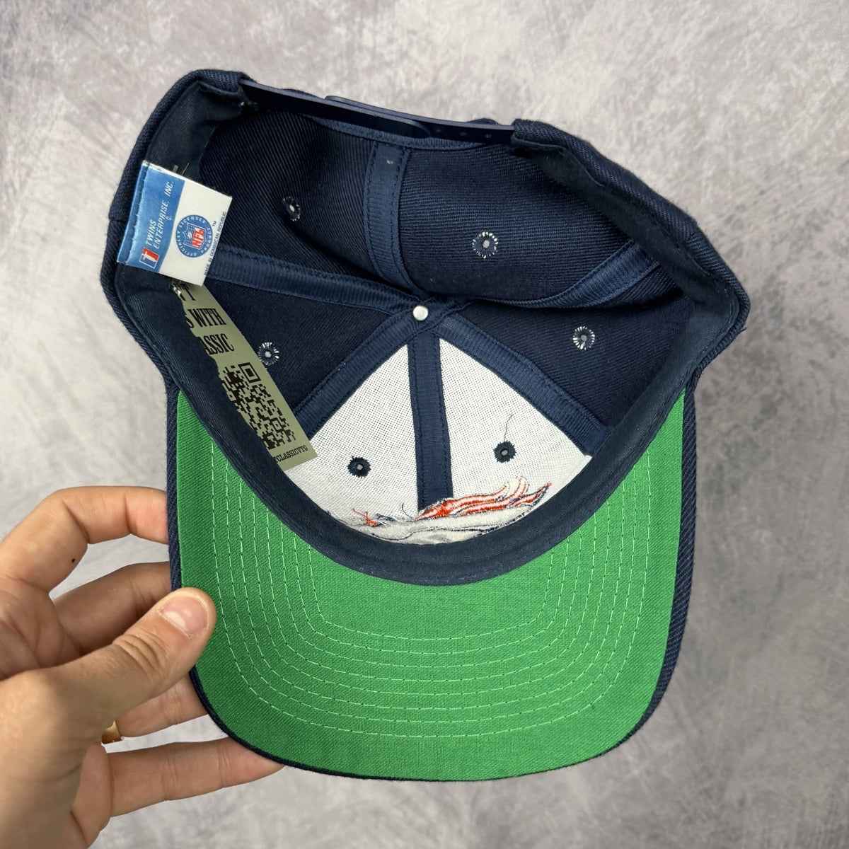 90s Navy Blue Denver Broncos Plain Logo Snapback Hat 6824
