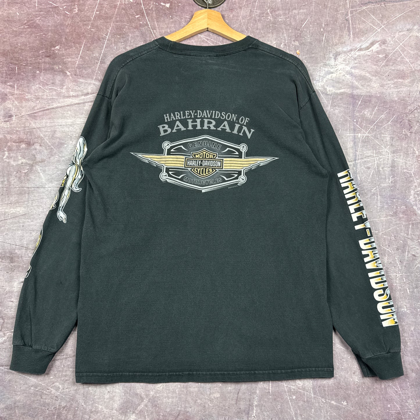 00s Navy Blue Harley Davidson Long Sleeve Shirt 3058