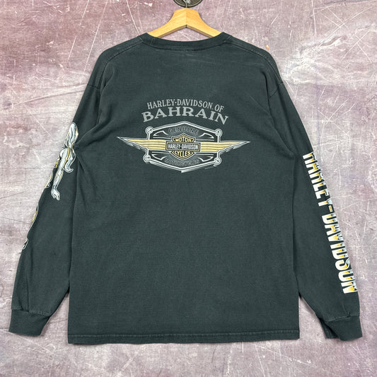00s Navy Blue Harley Davidson Long Sleeve Shirt 3058