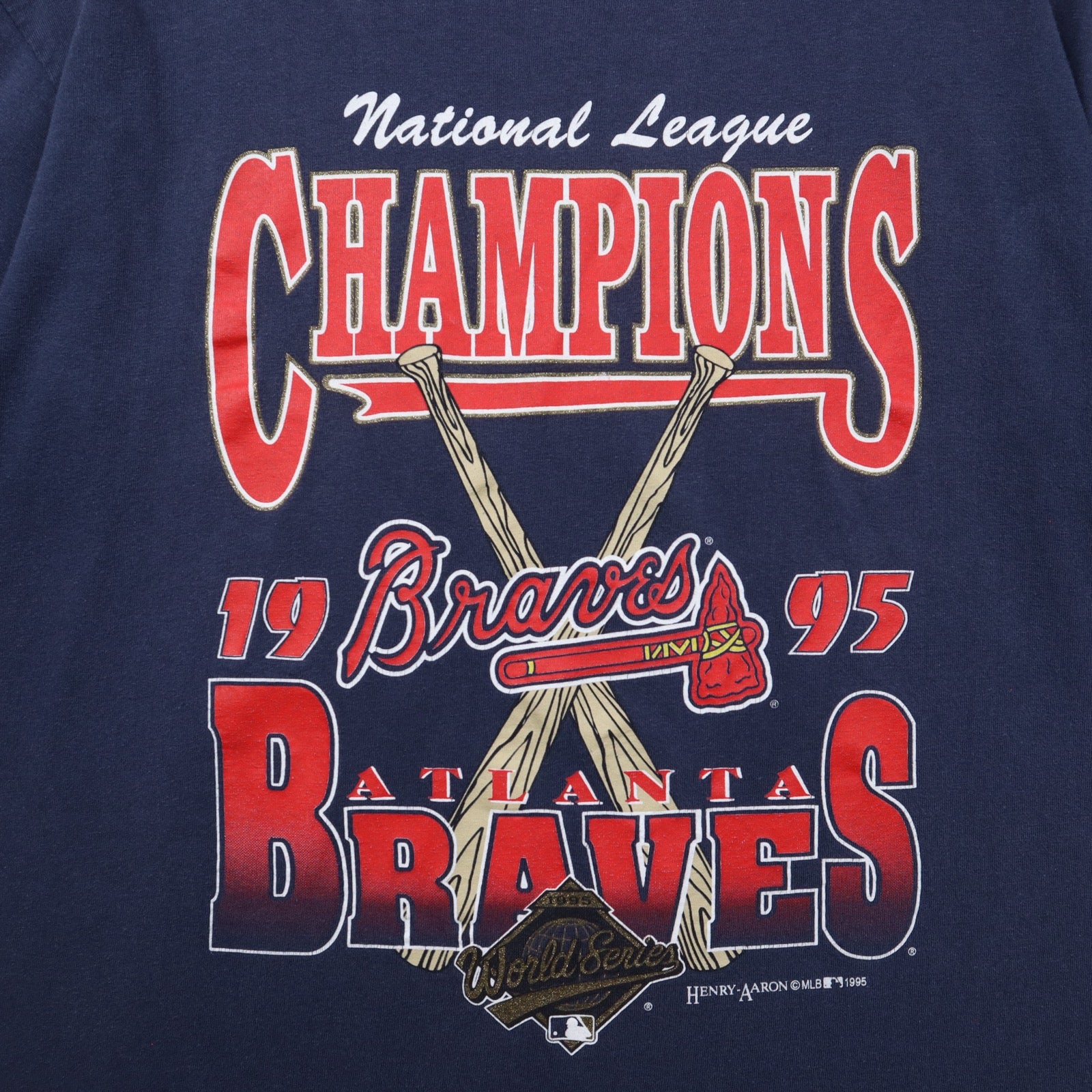 1995 Navy Atlanta Braves National League Champions Shirt 5592