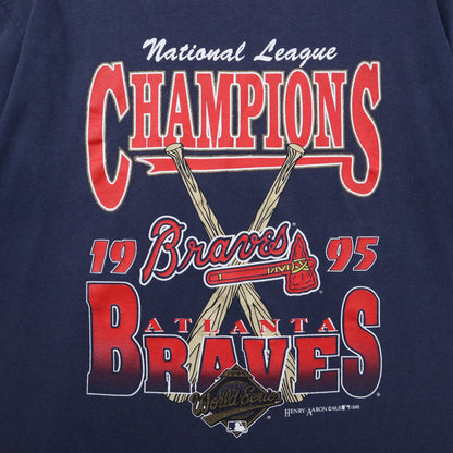 1995 Navy Atlanta Braves National League Champions Shirt 5592