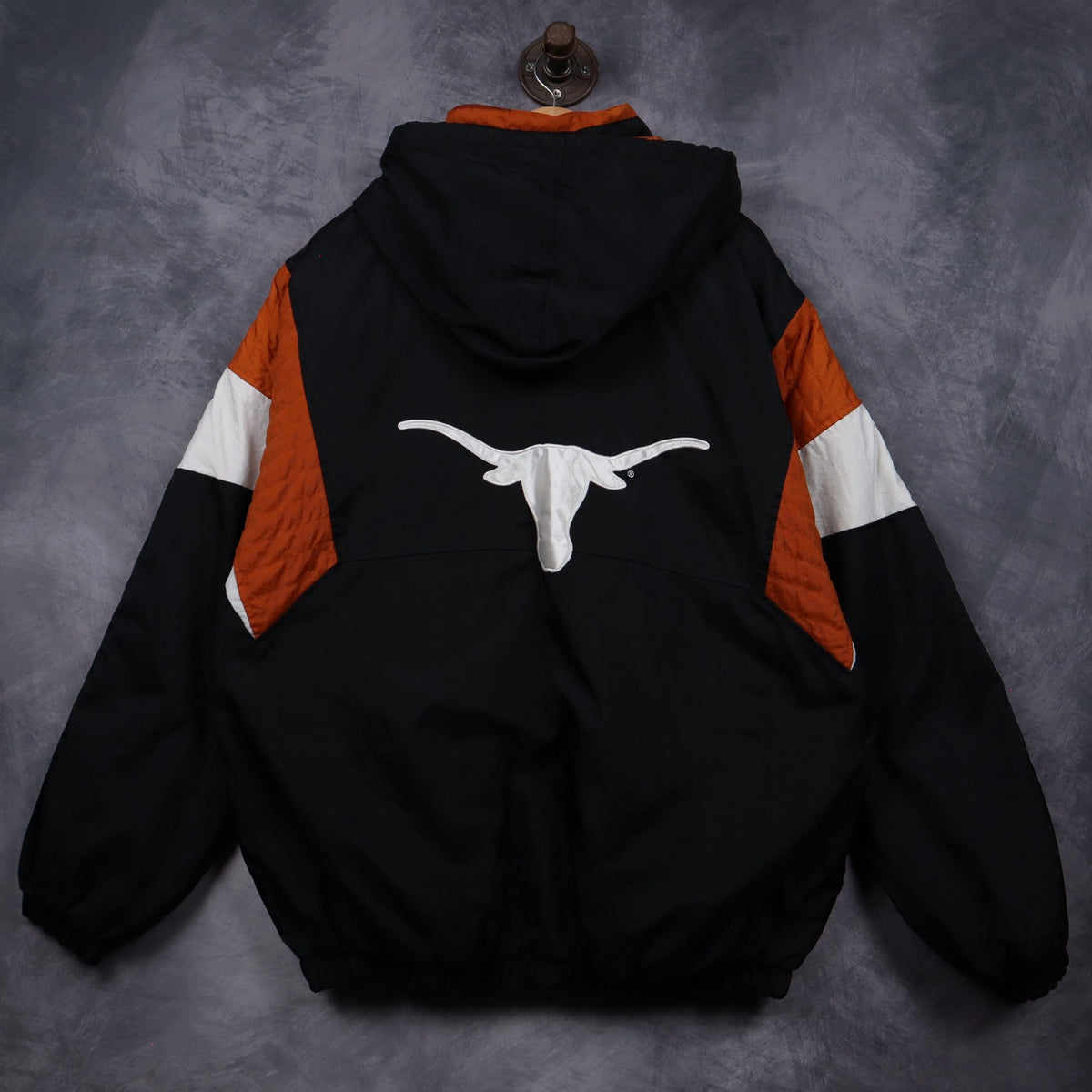 00s Black Texas Longhorns Hooded Puffer Jacket 5927