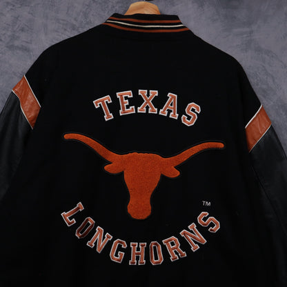 90s Black Texas Longhorns Varsity Jacket 5934