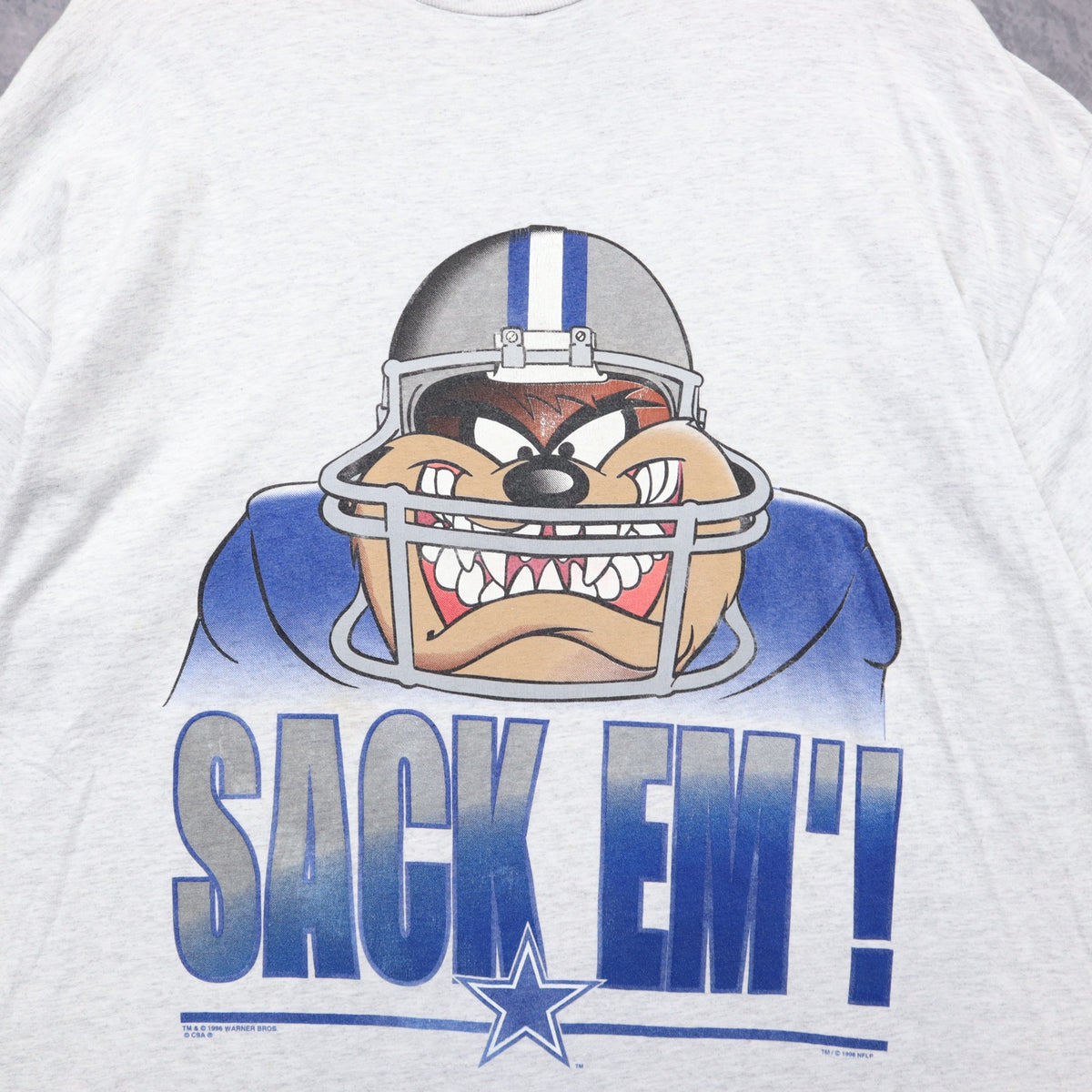 1996 Grey Dallas Cowboys Taz Sack Em Shirt 6708