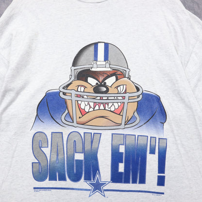 1996 Grey Dallas Cowboys Taz Sack Em Shirt 6708