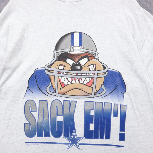 1996 Grey Dallas Cowboys Taz Sack Em Shirt 6708
