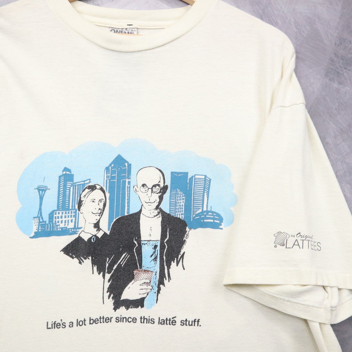 90s Cream Seattle Coffee American Gothic Parody Art Shirt 4663