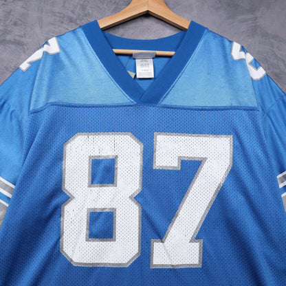 00s Blue Detroit Lions Morton #87 Reebok NFL Jersey 6580