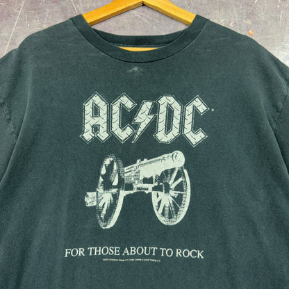 Early 00s Faded Black ACDC For Those About To Rock Cannon Graphic Shirt L 1154