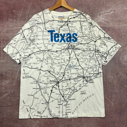 90s White Texas AOP Map Tee 3831