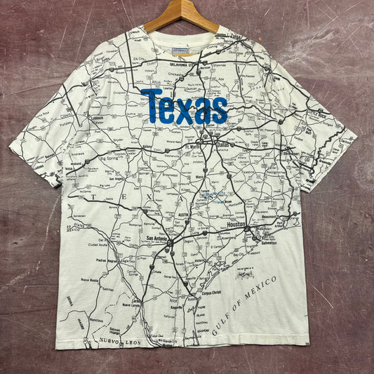 90s White Texas AOP Map Tee 3831