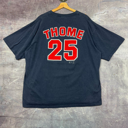 90s Navy Blue Cleveland Indians Jim Thome 25 Baseball Graphic Shirt XXL 0971