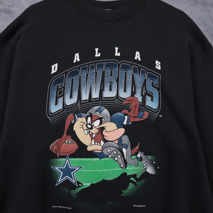 1996 Black Dallas Cowboys Taz Crewneck Sweatshirt 6780