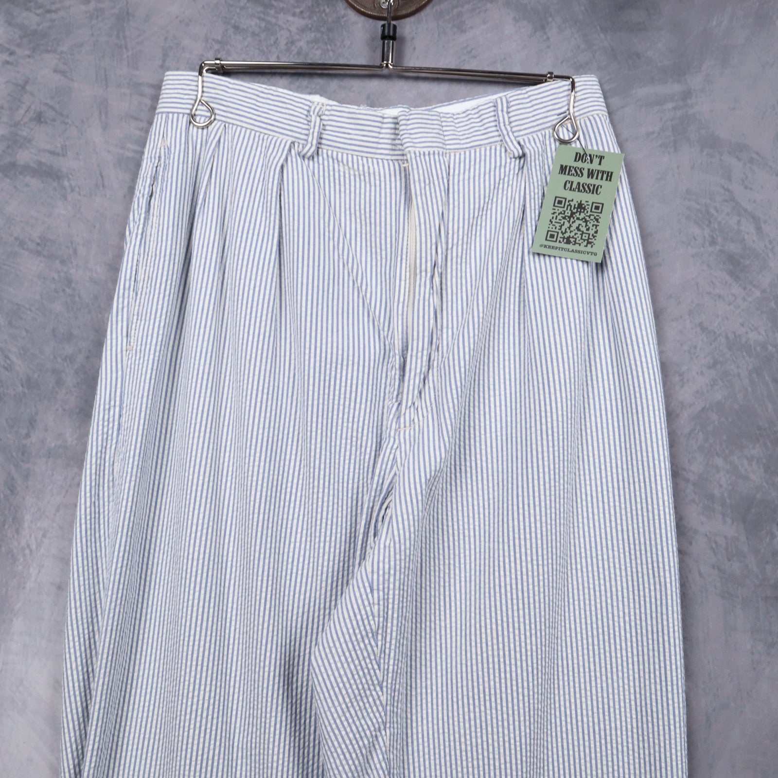 90s Blue & White Polo by Ralph Lauren Seersucker Pleated Pants 5191
