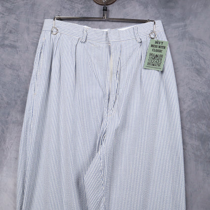 90s Blue & White Polo by Ralph Lauren Seersucker Pleated Pants 5191