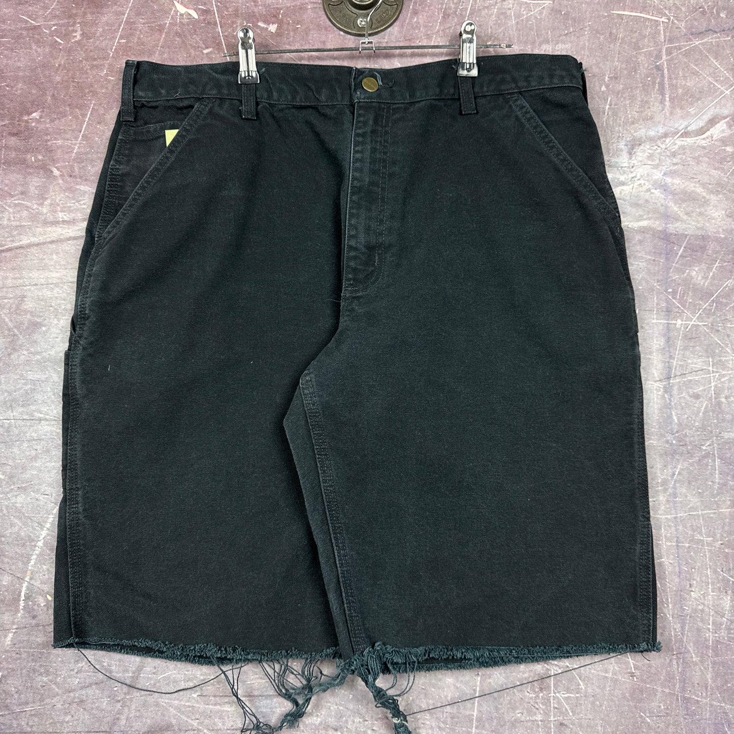 90s Black Carhartt Baggy Carpenter Work Shorts 37x11 2944