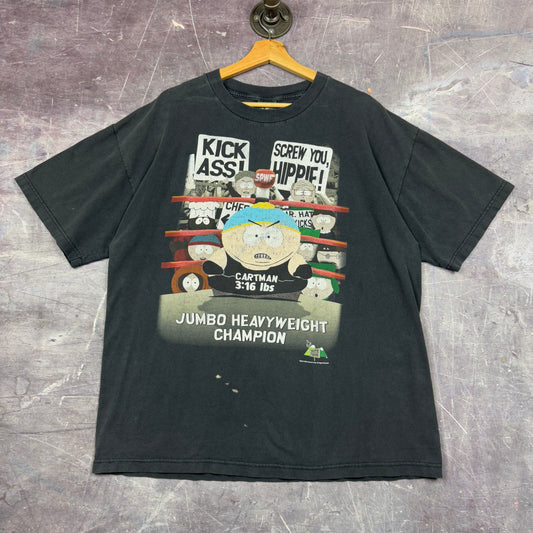 1998 Faded Black South Park Cartman 3:16 Jumbo Heavyweight Chhampion Graphic Shirt XL 1122