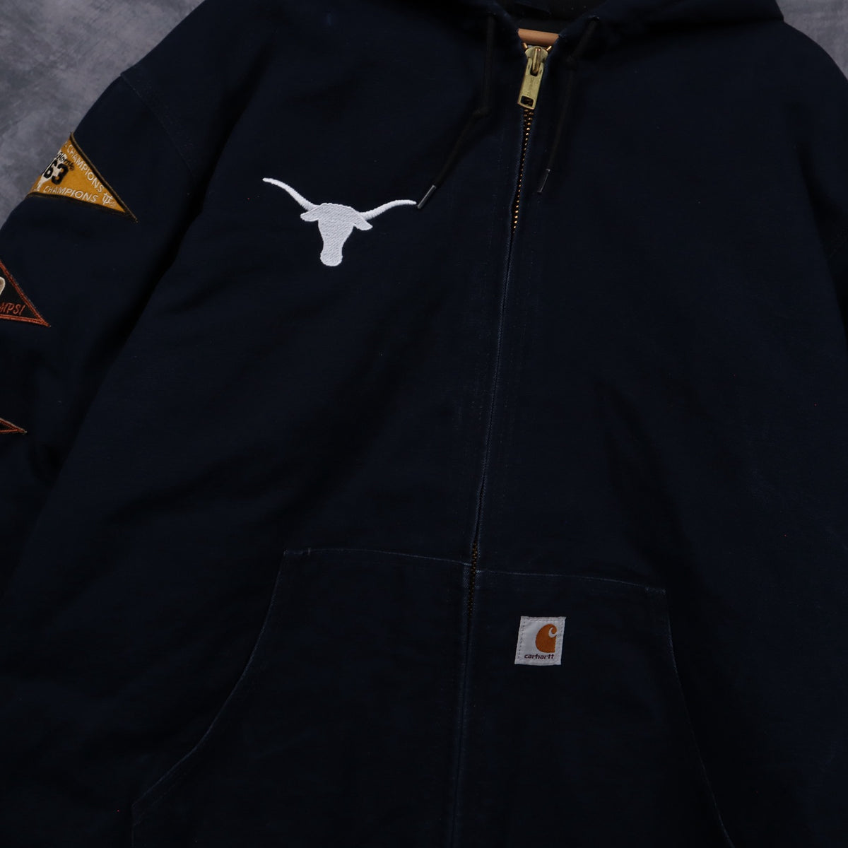 00s Navy Blue Carhartt Texas Longhorns National Champions Hooded Jacket 5902