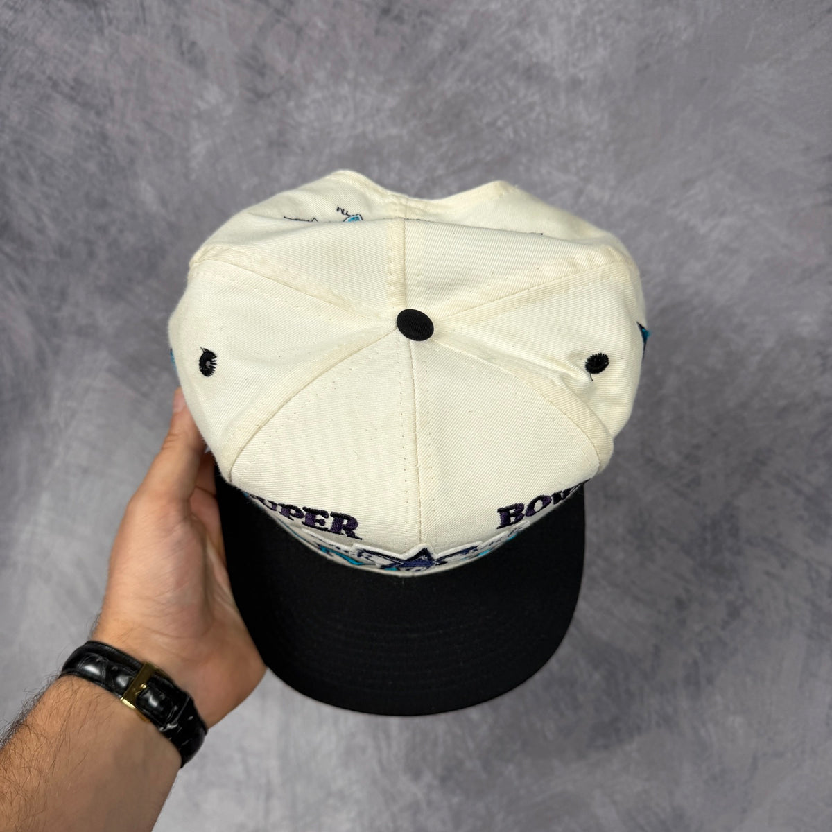 90s Cream Dallas Cowboys Super Bowl Back to Back Champions Snapback Hat 6849