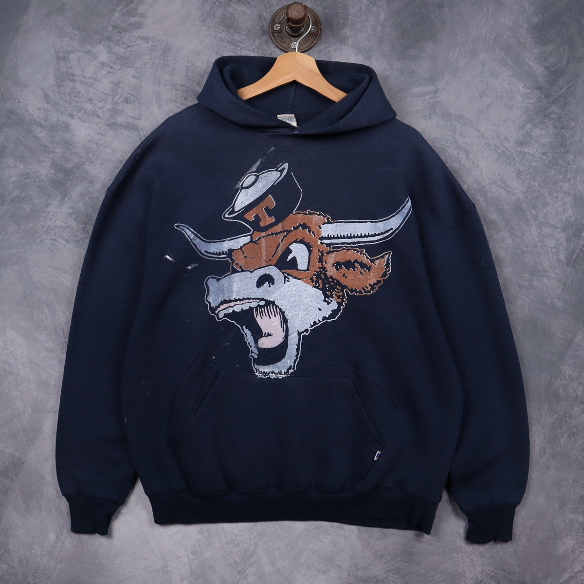 90s Navy Blue University of Texas Longhorns Hoodie 5672