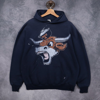 90s Navy Blue University of Texas Longhorns Hoodie 5672