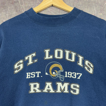 90s Navy Blue St. Louis Rams Football Graphic Crewneck Sweatshirt L 1218