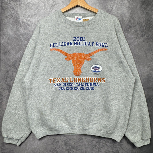 2001 Grey Cullingham Holiday Bowl Texas Longhorns Crewneck Sweatshirt 4352